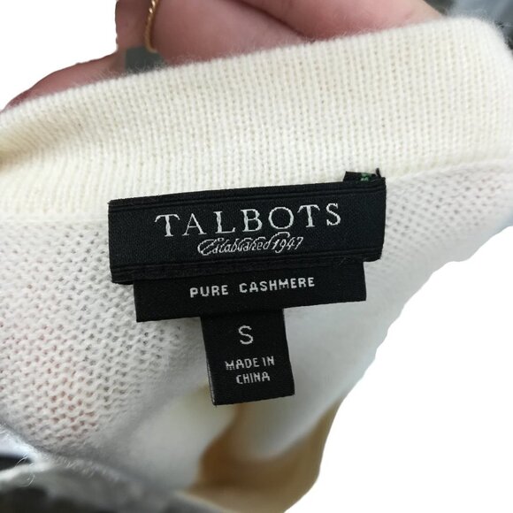 Talbots 100% Pure Cashmere Ruffle Front Scoop Neck Pullover Sweater Size S Ivory - Picture 2 of 13